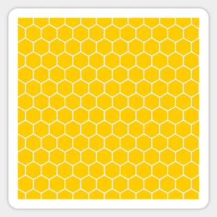 Honey-comb Yellow-Orange Hexagon White Outline Simple Pattern Sticker